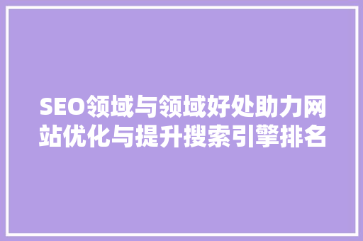 SEO领域与领域好处助力网站优化与提升搜索引擎排名