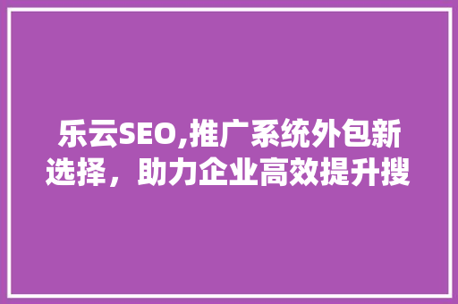 乐云SEO,推广系统外包新选择，助力企业高效提升搜索引擎排名