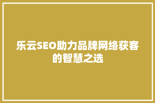 乐云SEO助力品牌网络获客的智慧之选
