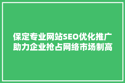 保定专业网站SEO优化推广助力企业抢占网络市场制高点