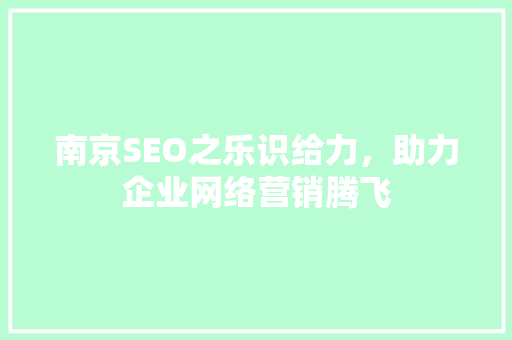 南京SEO之乐识给力，助力企业网络营销腾飞