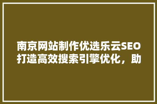 南京网站制作优选乐云SEO打造高效搜索引擎优化，助力企业腾飞