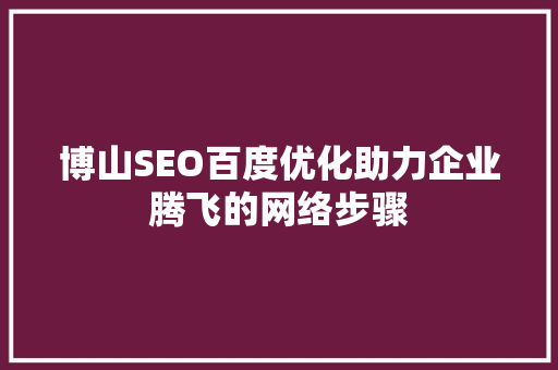博山SEO百度优化助力企业腾飞的网络步骤