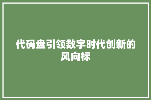 代码盘引领数字时代创新的风向标  第1张