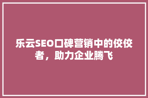 乐云SEO口碑营销中的佼佼者，助力企业腾飞