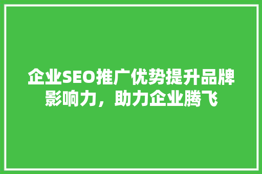 企业SEO推广优势提升品牌影响力，助力企业腾飞