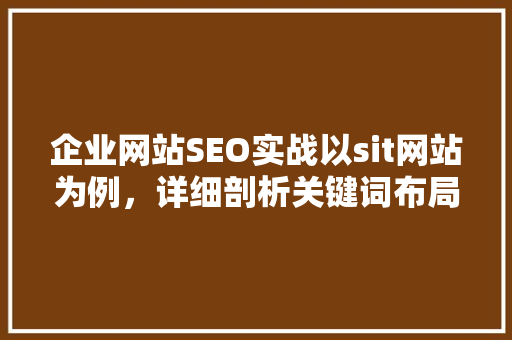 企业网站SEO实战以sit网站为例，详细剖析关键词布局步骤