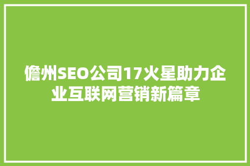 儋州SEO公司17火星助力企业互联网营销新篇章