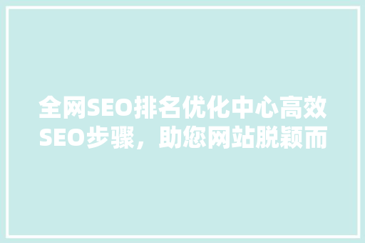 全网SEO排名优化中心高效SEO步骤，助您网站脱颖而出