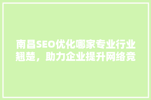 南昌SEO优化哪家专业行业翘楚，助力企业提升网络竞争力