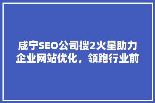 咸宁SEO公司搜2火星助力企业网站优化，领跑行业前沿