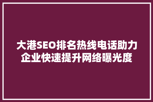 大港SEO排名热线电话助力企业快速提升网络曝光度