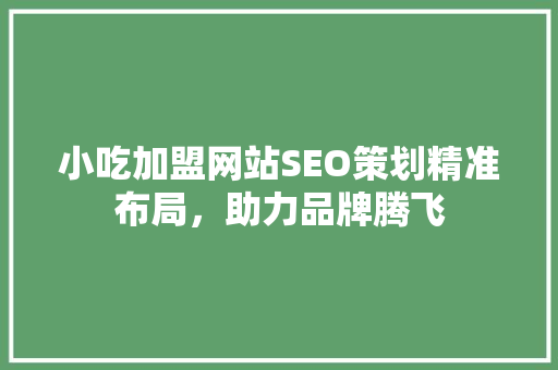 小吃加盟网站SEO策划精准布局，助力品牌腾飞