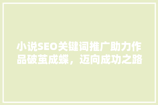 小说SEO关键词推广助力作品破茧成蝶，迈向成功之路