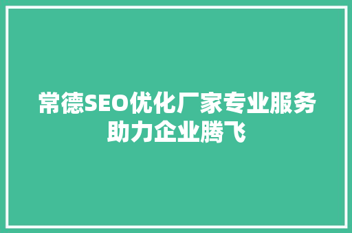 常德SEO优化厂家专业服务助力企业腾飞