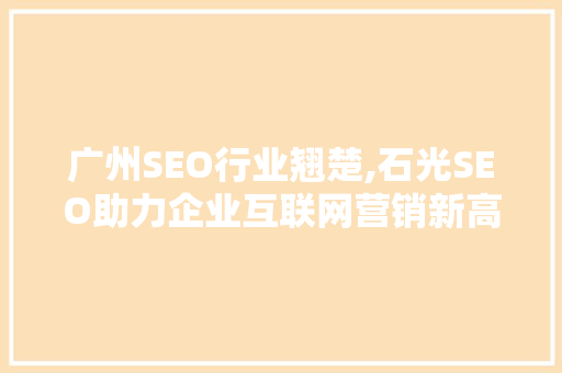 广州SEO行业翘楚,石光SEO助力企业互联网营销新高度