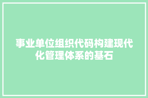 事业单位组织代码构建现代化管理体系的基石