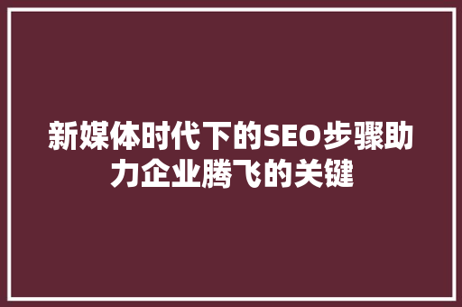 新媒体时代下的SEO步骤助力企业腾飞的关键