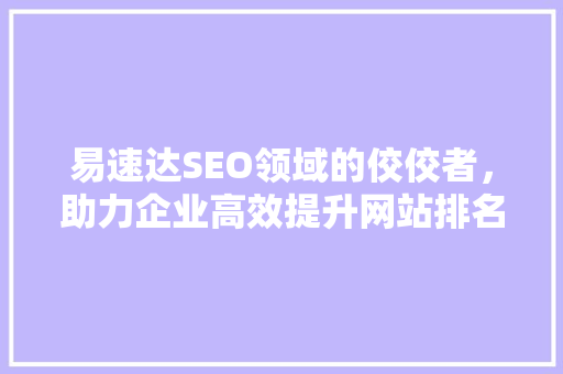 易速达SEO领域的佼佼者，助力企业高效提升网站排名