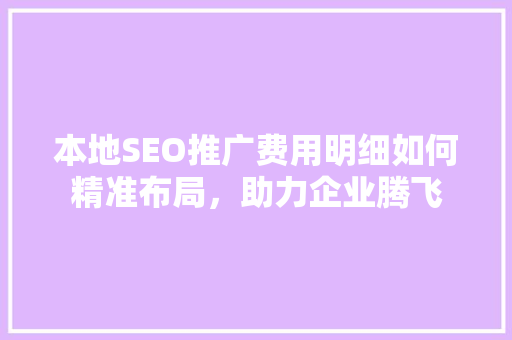 本地SEO推广费用明细如何精准布局，助力企业腾飞