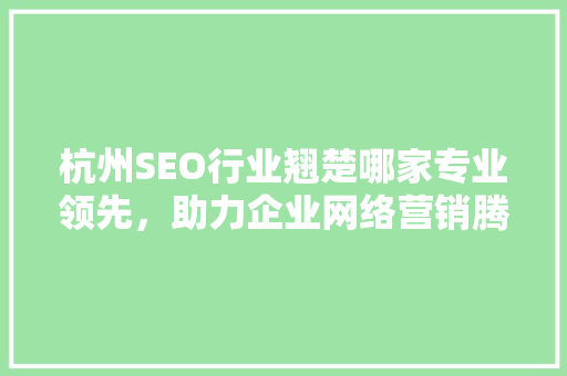 杭州SEO行业翘楚哪家专业领先，助力企业网络营销腾飞