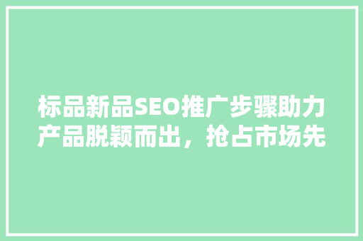 标品新品SEO推广步骤助力产品脱颖而出，抢占市场先机