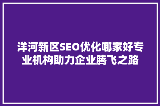 洋河新区SEO优化哪家好专业机构助力企业腾飞之路