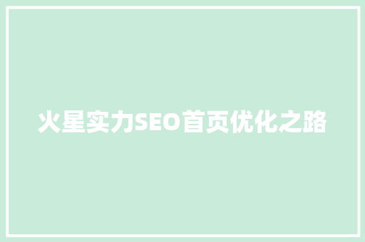 火星实力SEO首页优化之路