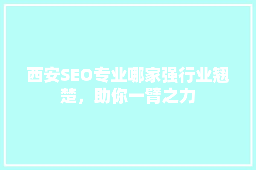 西安SEO专业哪家强行业翘楚，助你一臂之力