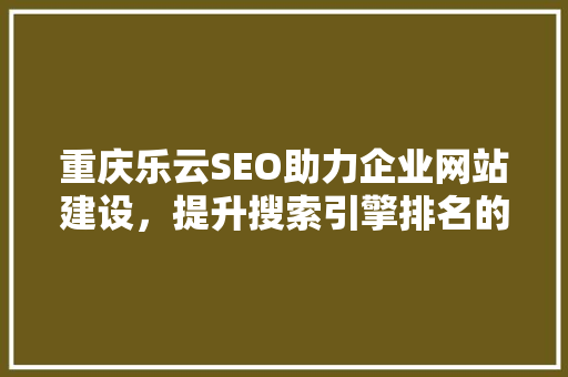 重庆乐云SEO助力企业网站建设，提升搜索引擎排名的专家