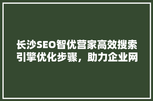 长沙SEO智优营家高效搜索引擎优化步骤，助力企业网络营销腾飞