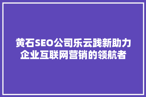黄石SEO公司乐云践新助力企业互联网营销的领航者