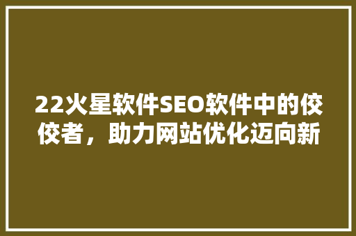 22火星软件SEO软件中的佼佼者，助力网站优化迈向新高度