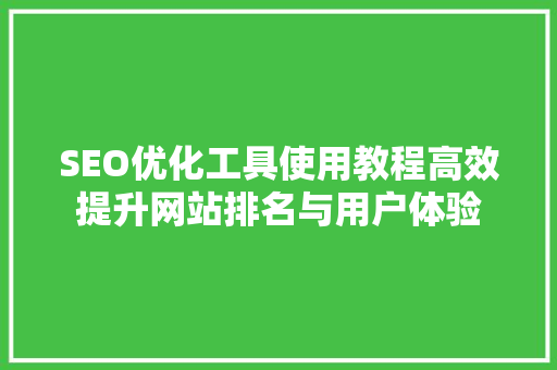 SEO优化工具使用教程高效提升网站排名与用户体验