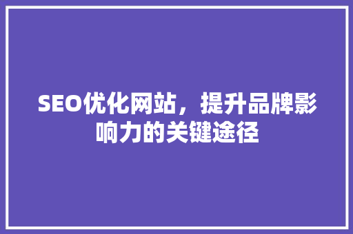 SEO优化网站，提升品牌影响力的关键途径