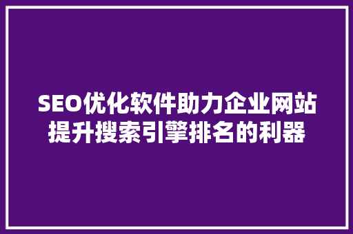 SEO优化软件助力企业网站提升搜索引擎排名的利器