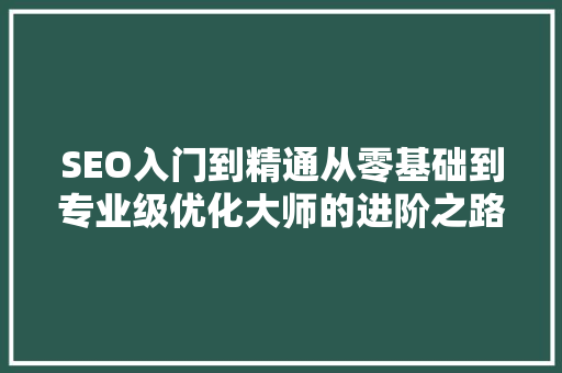 SEO入门到精通从零基础到专业级优化大师的进阶之路  第1张