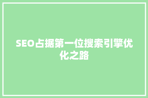 SEO占据第一位搜索引擎优化之路