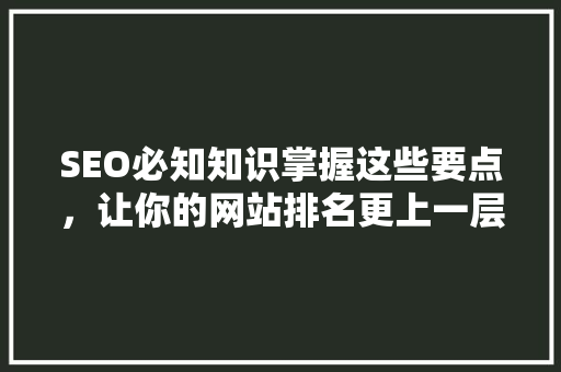 SEO必知知识掌握这些要点，让你的网站排名更上一层楼