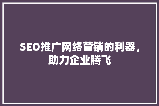 SEO推广网络营销的利器，助力企业腾飞