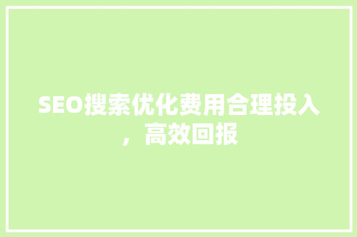SEO搜索优化费用合理投入，高效回报