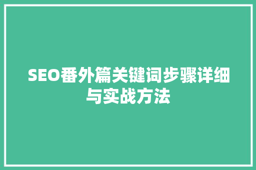 SEO番外篇关键词步骤详细与实战方法