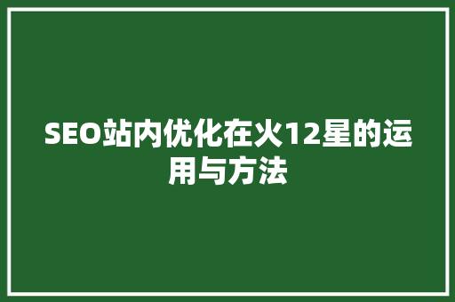 SEO站内优化在火12星的运用与方法