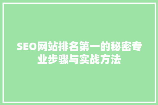 SEO网站排名第一的秘密专业步骤与实战方法