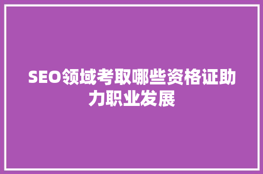 SEO领域考取哪些资格证助力职业发展