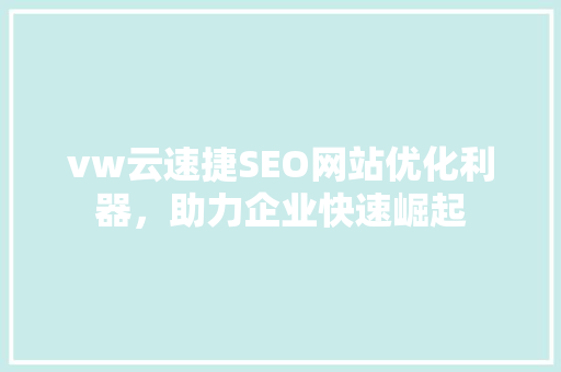 vw云速捷SEO网站优化利器，助力企业快速崛起