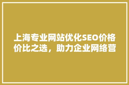 上海专业网站优化SEO价格价比之选，助力企业网络营销