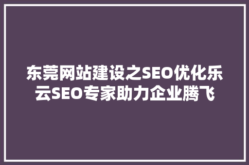 东莞网站建设之SEO优化乐云SEO专家助力企业腾飞