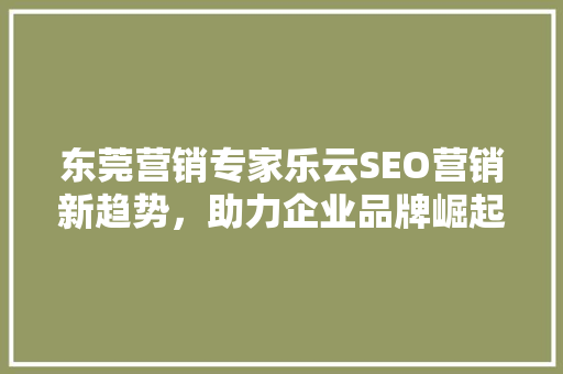 东莞营销专家乐云SEO营销新趋势，助力企业品牌崛起