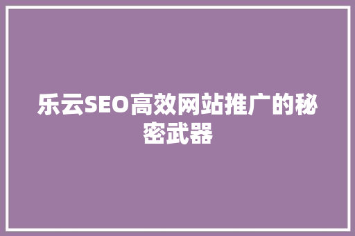 乐云SEO高效网站推广的秘密武器